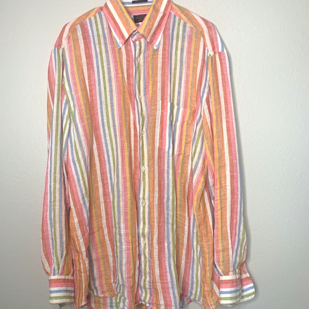 Paul & Shark Linen Pastel Button Down Shirt L